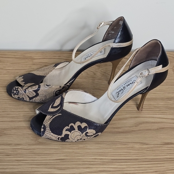 Comme il Faut Women’s Black Tan Leather Argentine Tango Dance Heels Size 11 - Picture 5 of 9